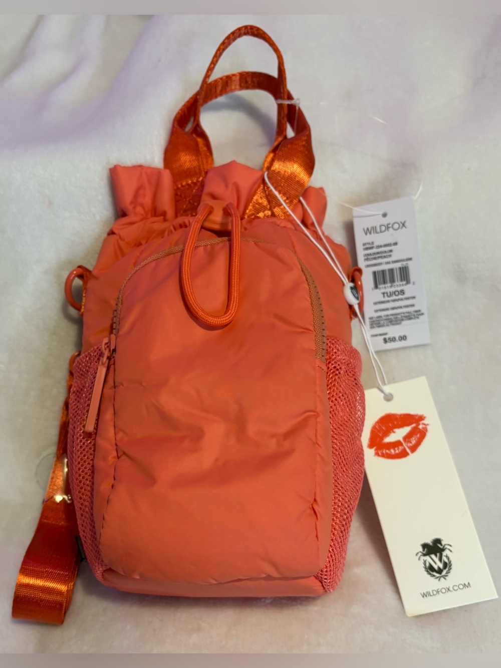 Wildfox Coral Orange Nylon Mini Backpack
